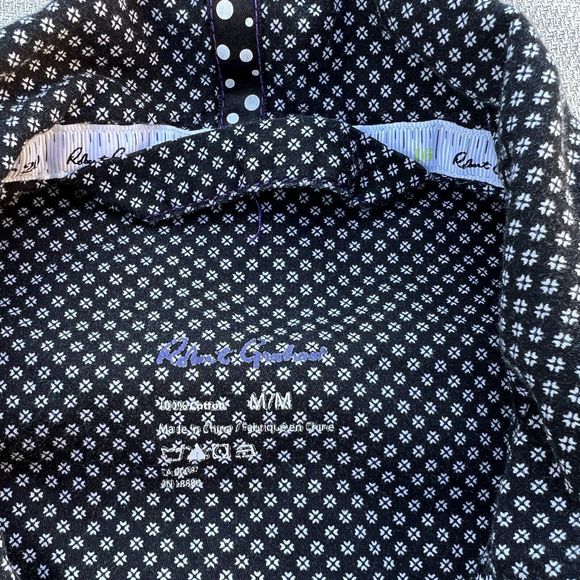 Robert Graham Men Sleepwear‎ Medium Black Abstract Pajama Top Button Up Collar - Picture 8 of 9